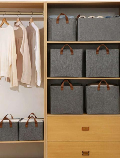 2PCS Foldable Fabric Storage Boxes with Handles – Large Collapsible Organizer Baskets