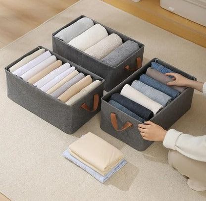 2PCS Foldable Fabric Storage Boxes with Handles – Large Collapsible Organizer Baskets