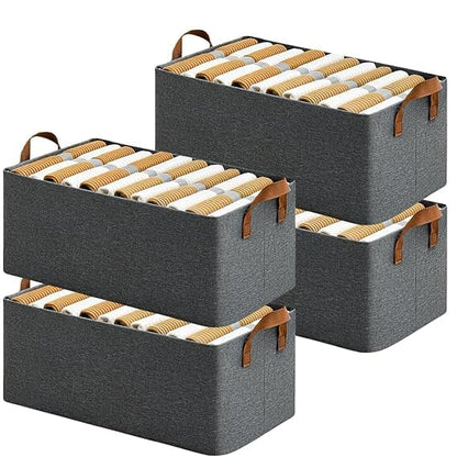 2PCS Foldable Fabric Storage Boxes with Handles – Large Collapsible Organizer Baskets
