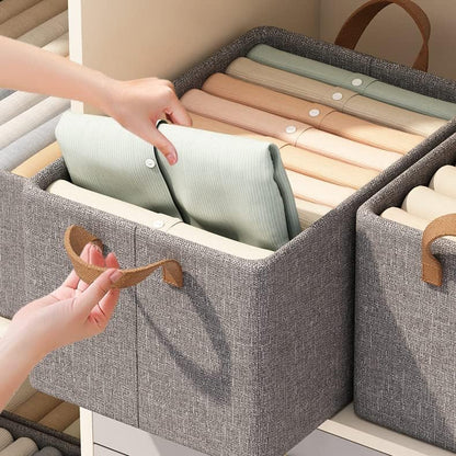 2PCS Foldable Fabric Storage Boxes with Handles – Large Collapsible Organizer Baskets